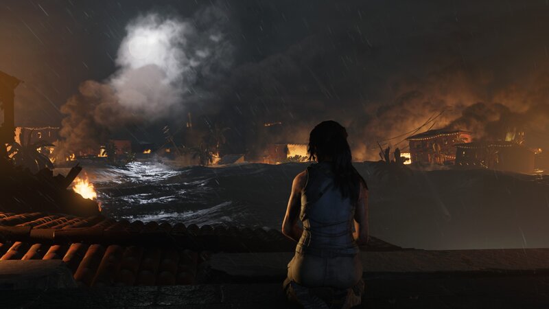 Lara Croft Watching Fire