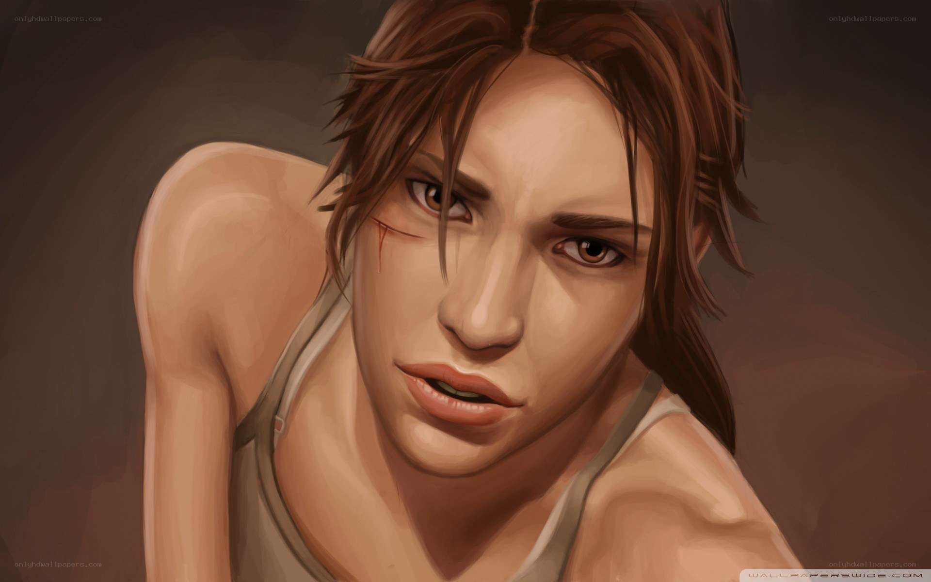 Lara Croft with a scar