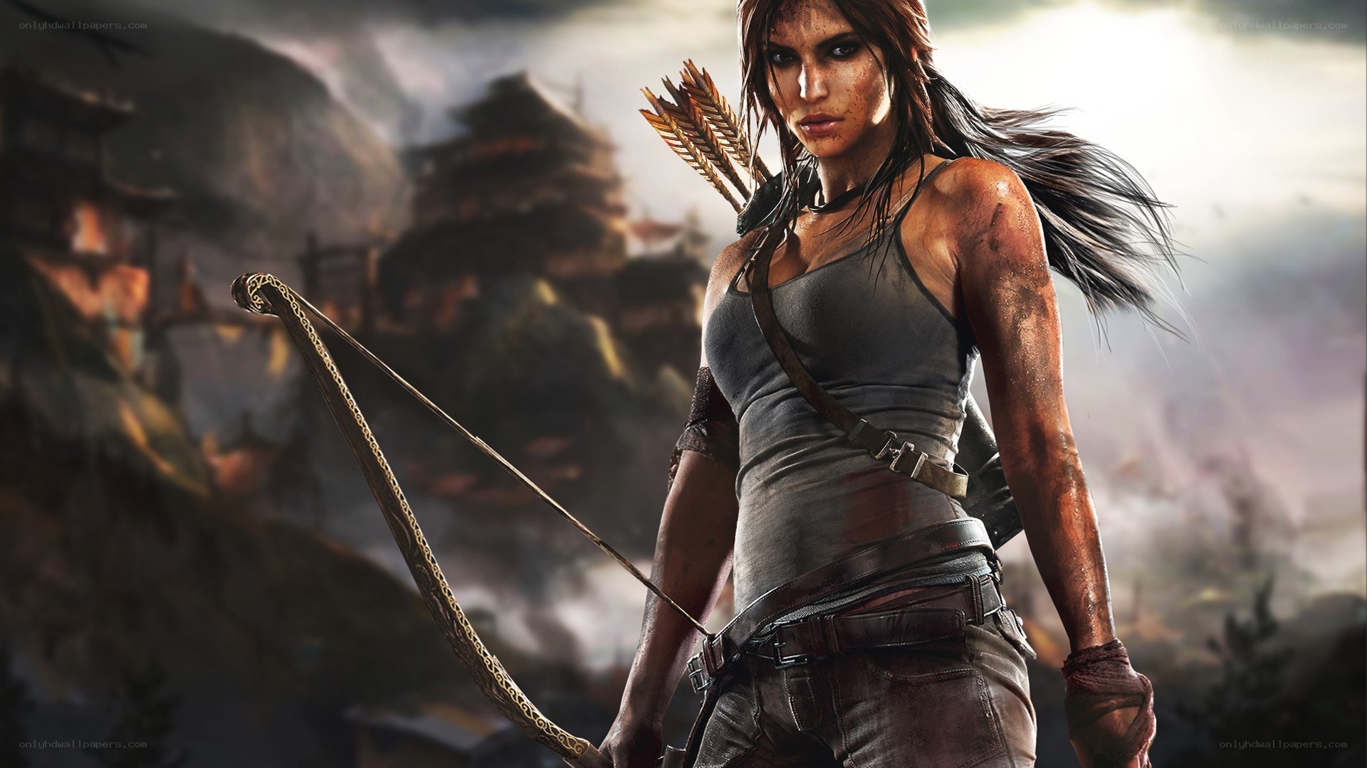 Lara Croft with bow and arrows