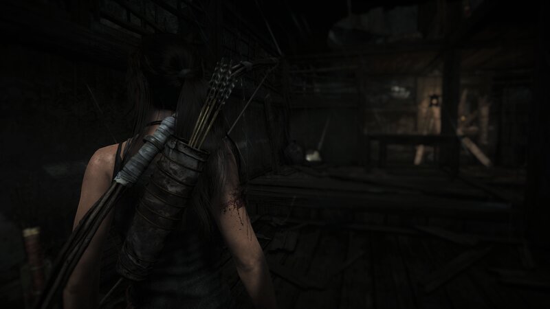 Lara Croft with Bow — Black, Dark, Tense