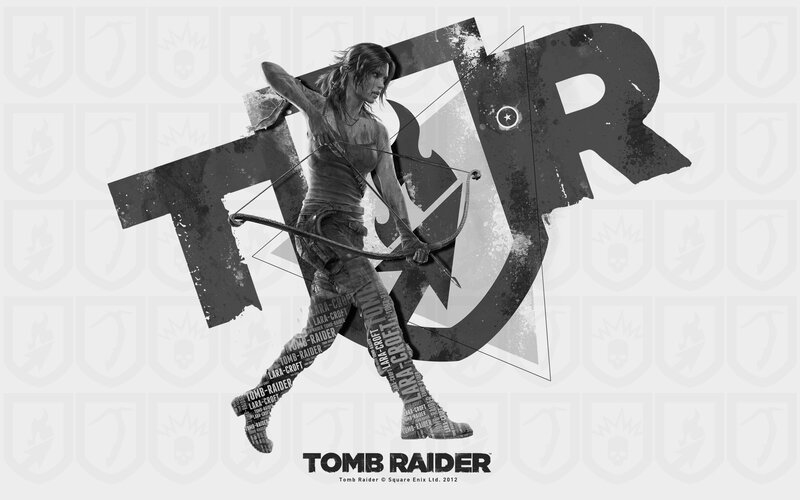 Lara Croft with Bow — Black, Dramatic, Digital Art, Arrow