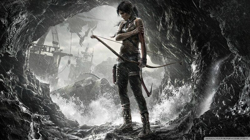 Lara Croft with Bow — Black, Dramatic