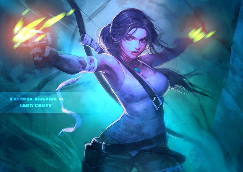 Lara Croft with Bow — Blue