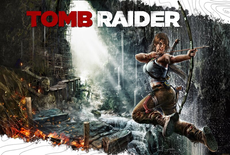 Lara Croft with Bow — Brown, Dramatic, Digital Art, Bow and Arrow