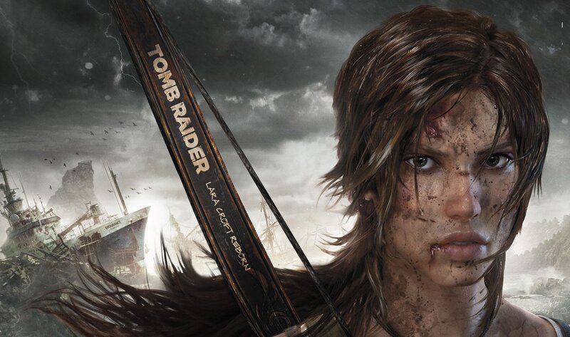 Lara Croft with Bow — Brown, Dramatic, Digital Art, Shipwreck, Storm