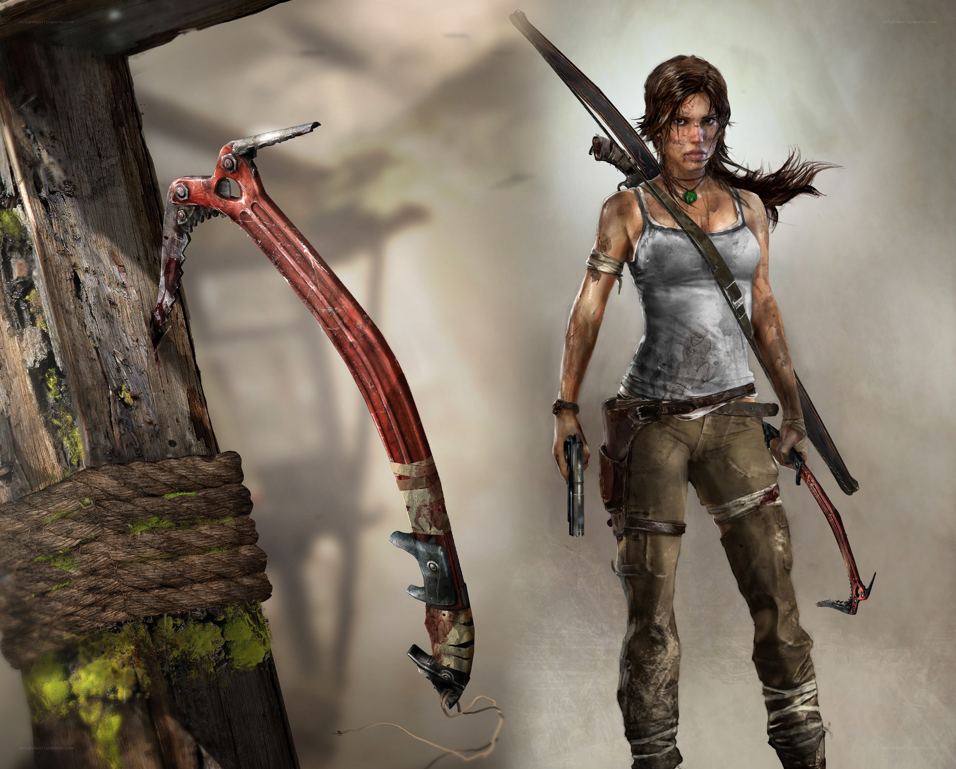 Lara Croft with climbing axe
