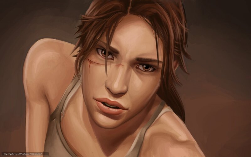 Lara Croft with facial injury