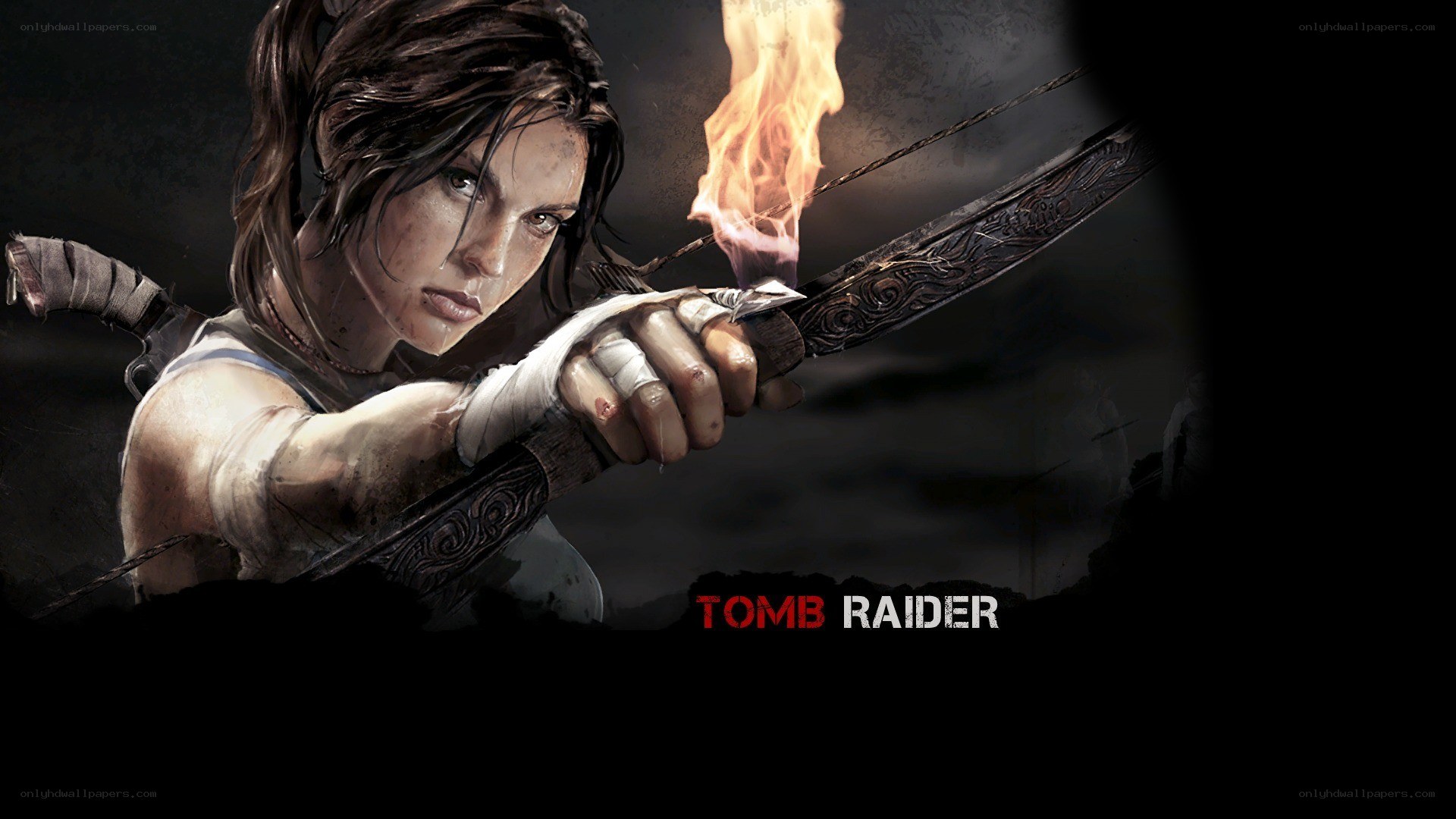 Lara Croft with flaming bow
