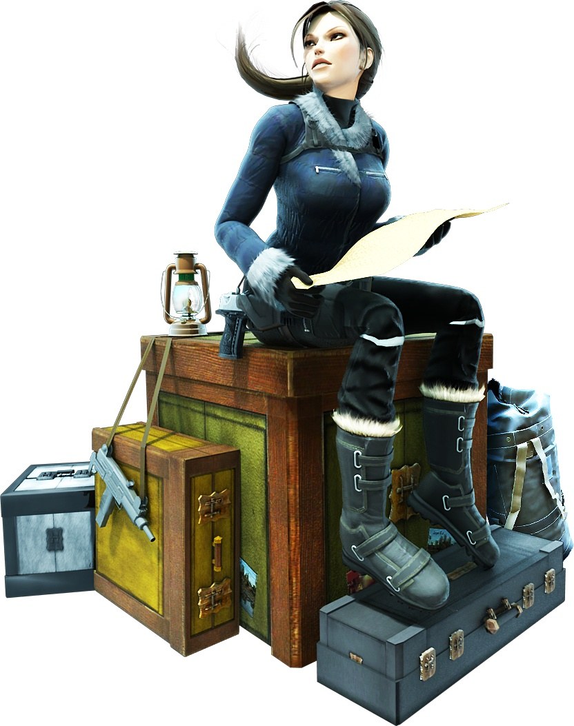 Lara Croft with map and gear
