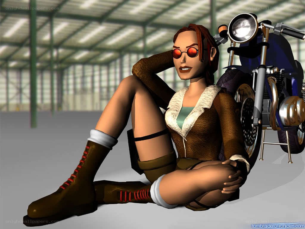 Lara Croft with motorcycle
