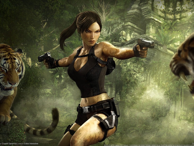 Lara Croft with Pistols — Green