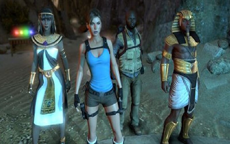Lara Croft with Two Guards