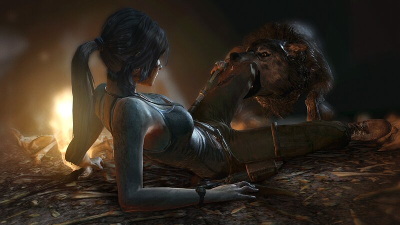 Lara Croft with Wolf