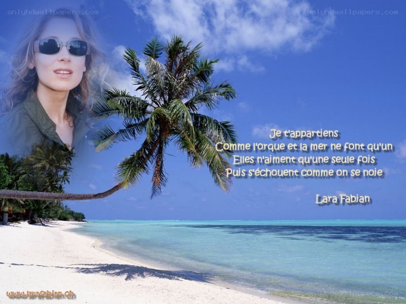 Lara Fabian quote on beach