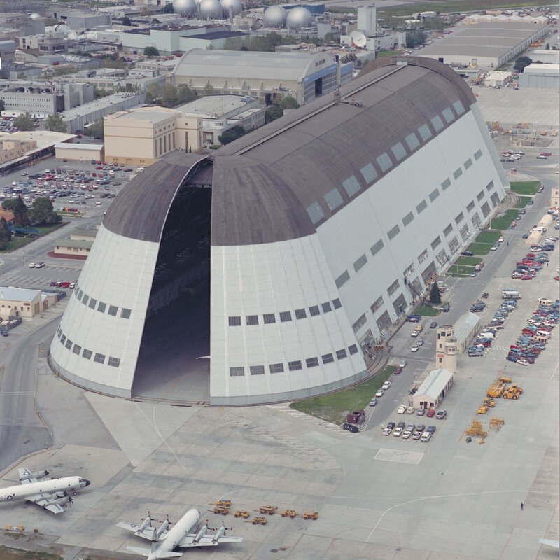 Large aircraft hangar at airbase