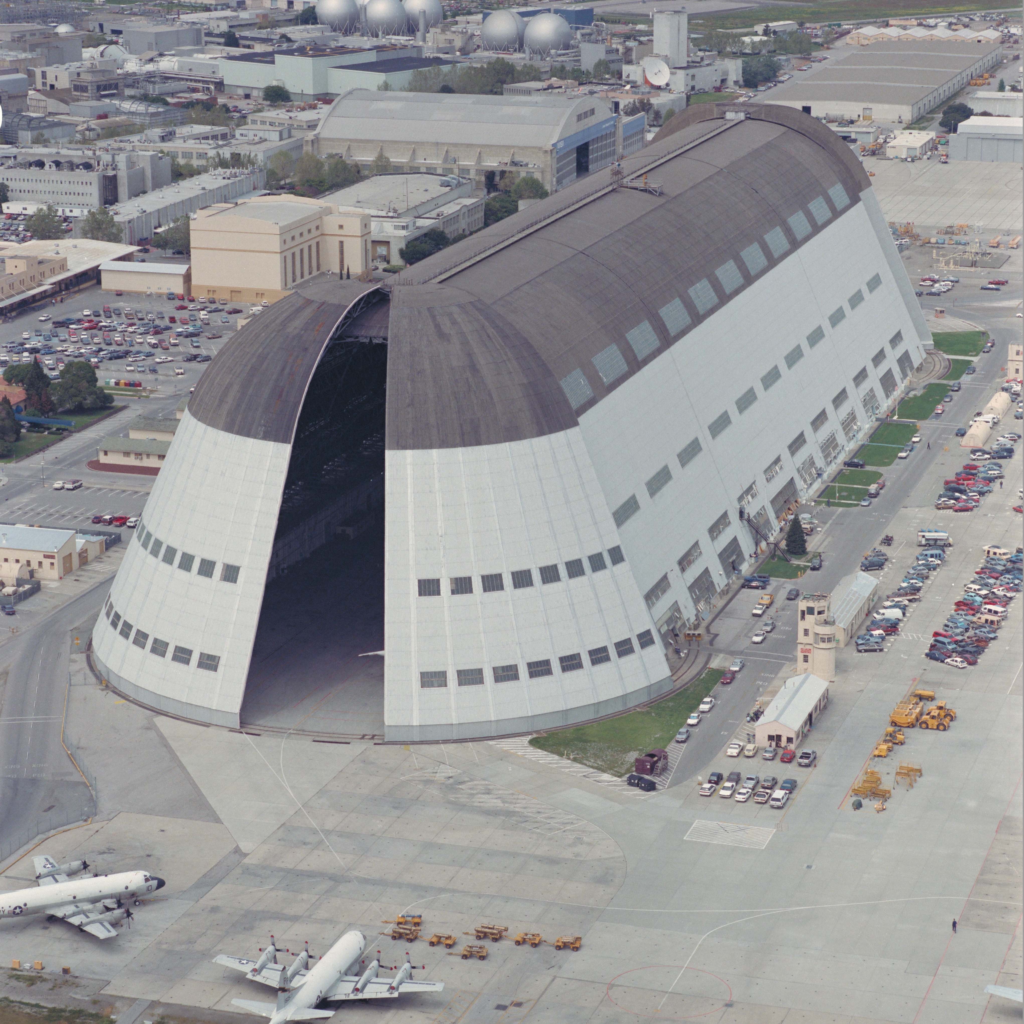 Large aircraft hangar at airbase