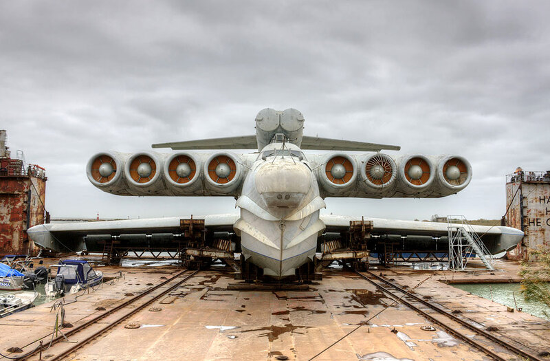 Large aircraft in dry dock