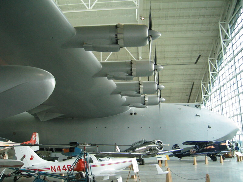 Large aircraft in museum hangar