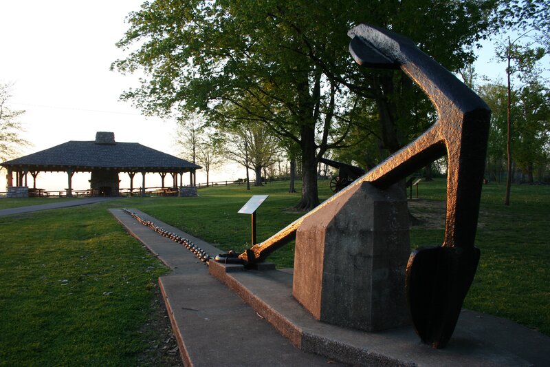 Large anchor monument in park