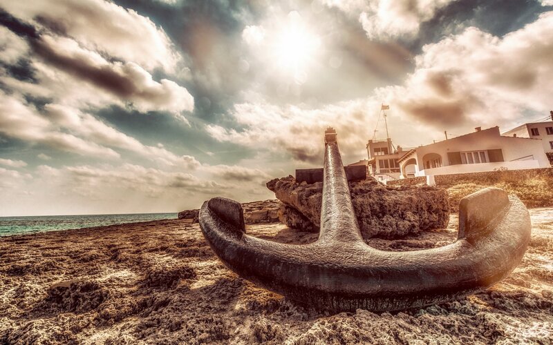 Large Anchor on Beach