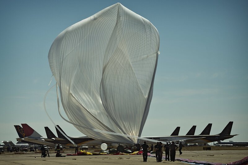 Large balloon being inflated at airport