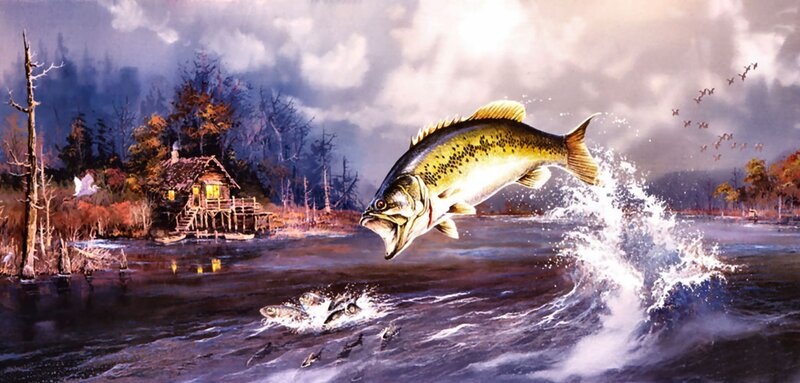 Large Bass Fish Leaping