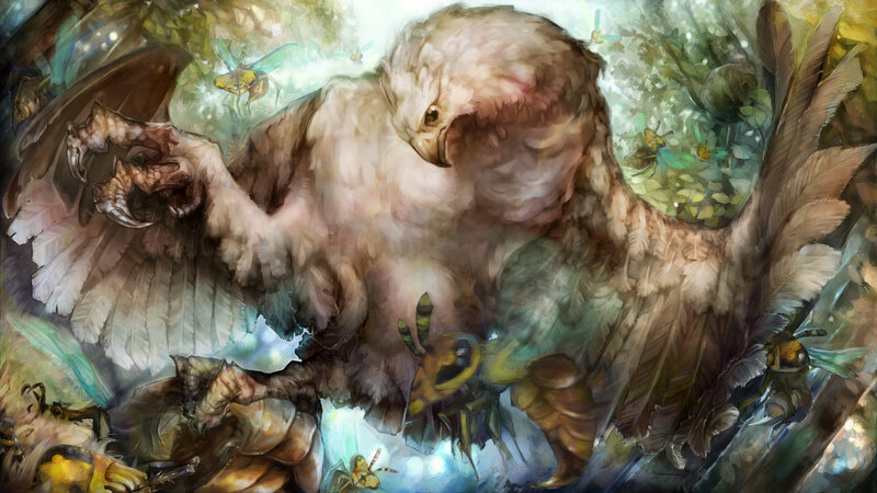 Large Bird with Insects