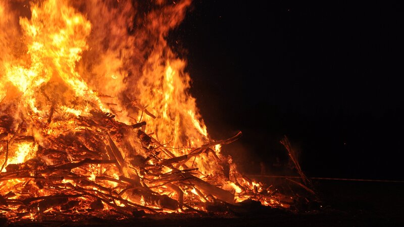 Large bonfire at night