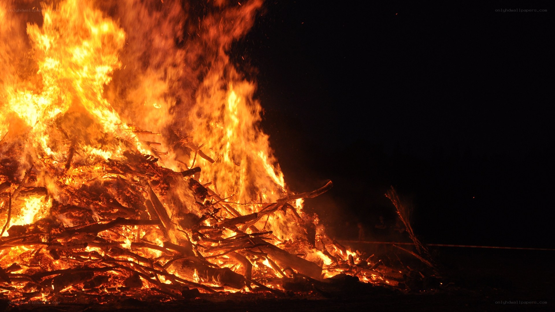 Large bonfire at night