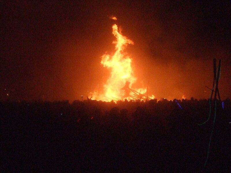 Large Bonfire at Night — Orange, Dramatic