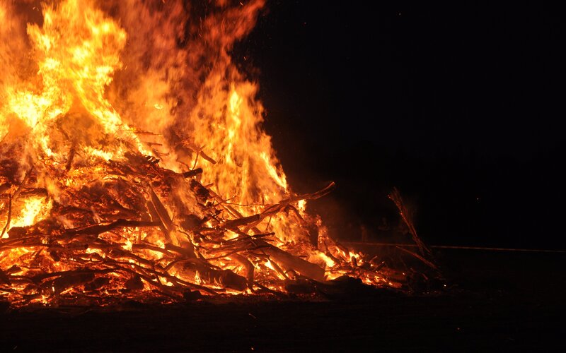 Large Bonfire at Night — Orange