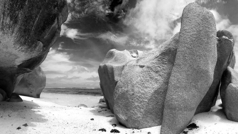 Large Boulders on Beach — Black