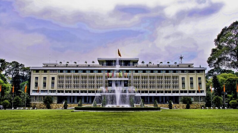 Large Building with Fountain
