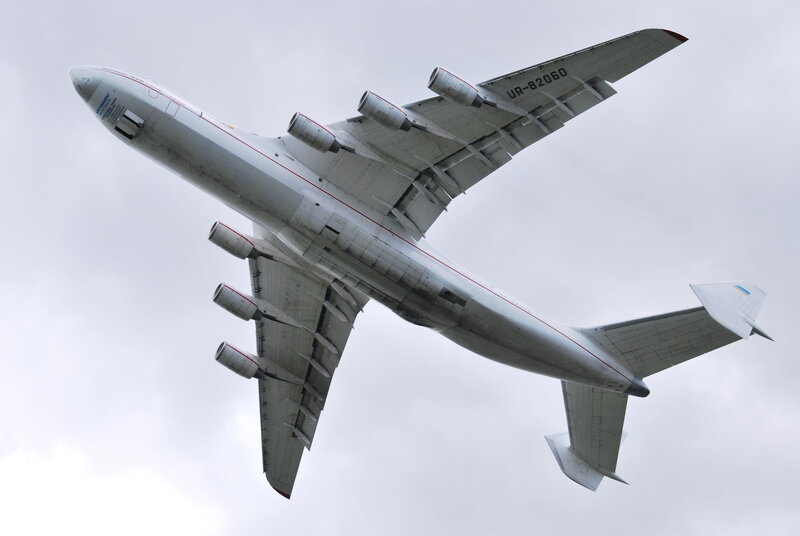 Large cargo aircraft in flight