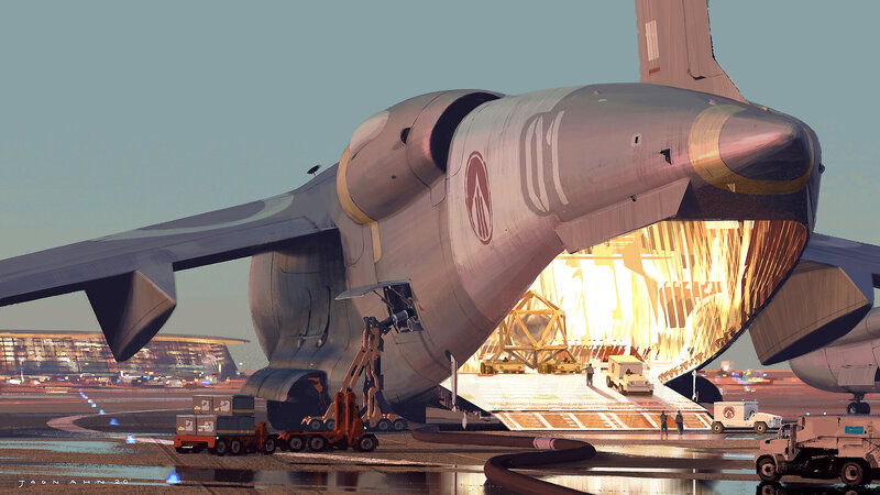 Large Cargo Plane — Gray, Dramatic