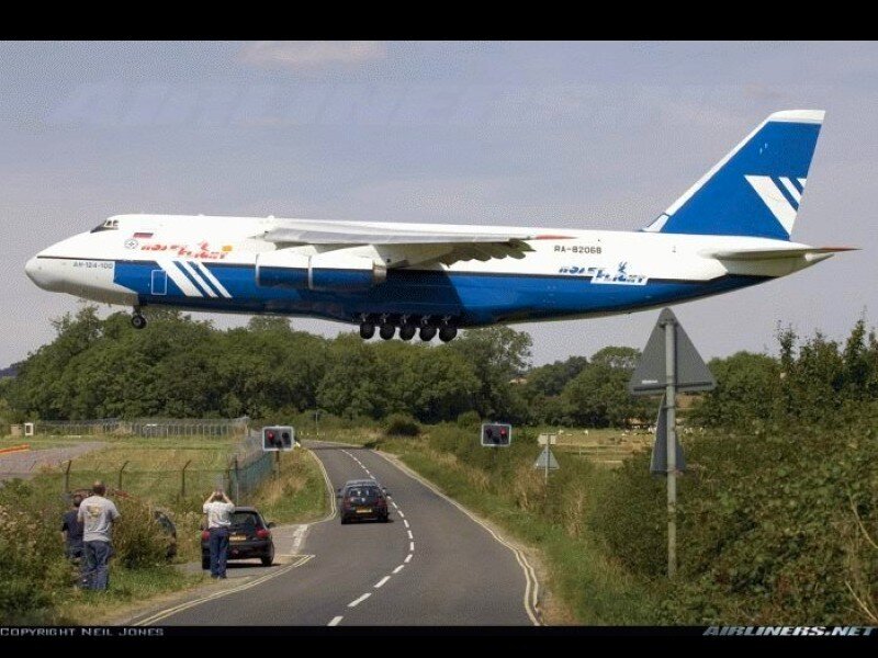 Large cargo plane landing