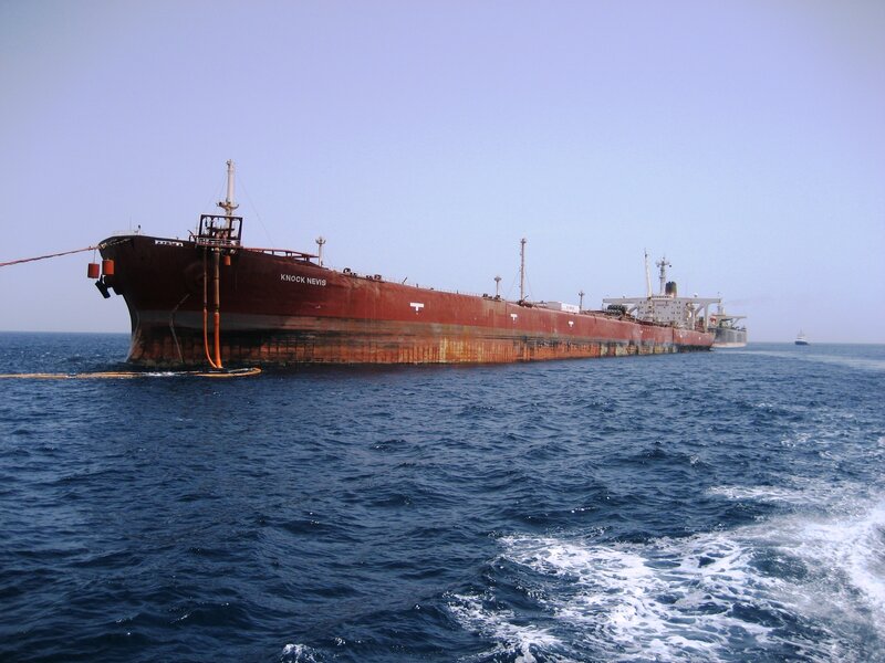 Large cargo ship at sea