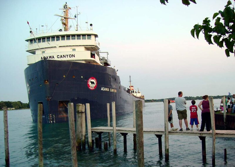 Large Cargo Ship — Blue, Calm, Sunset