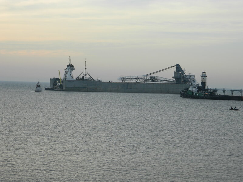 Large Cargo Ship — Gray, Calm