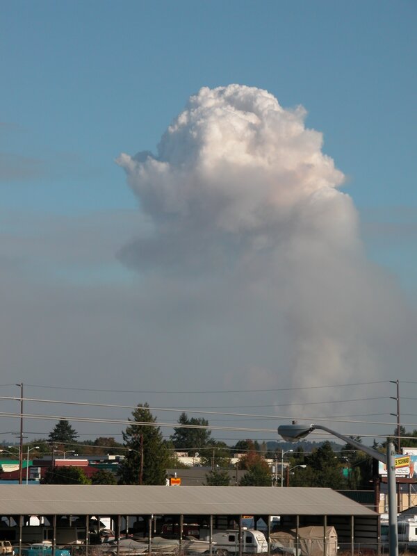 Large cloud over town
