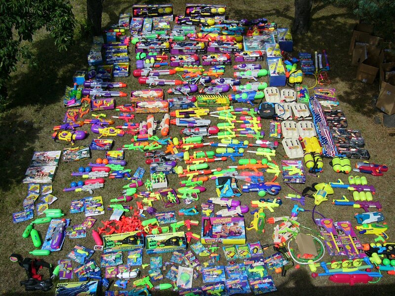 Large collection of water guns