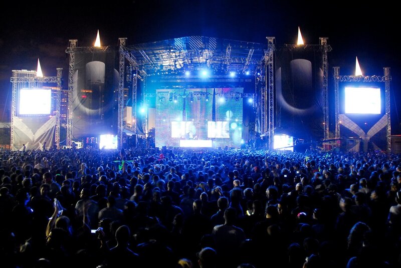 large concert crowd at night