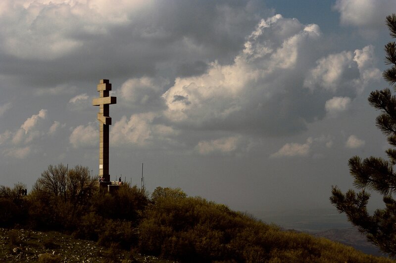 Large cross on a hilltop