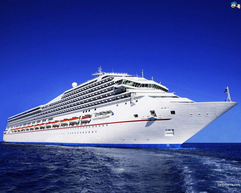 Large cruise ship at sea
