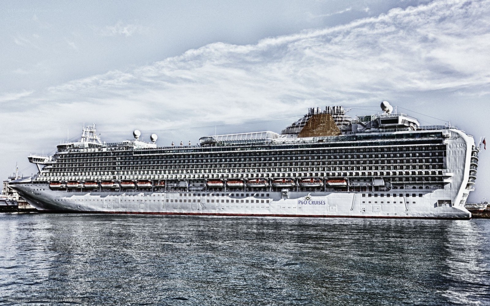 Large cruise ship in port