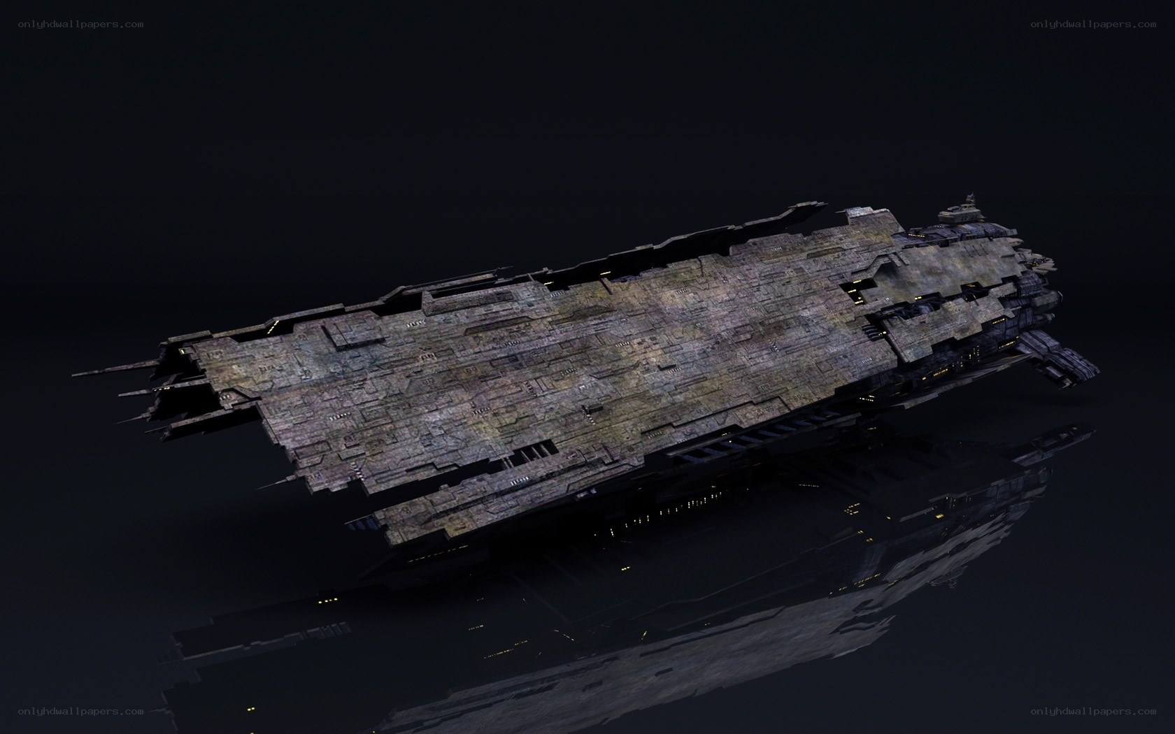 large damaged spaceship