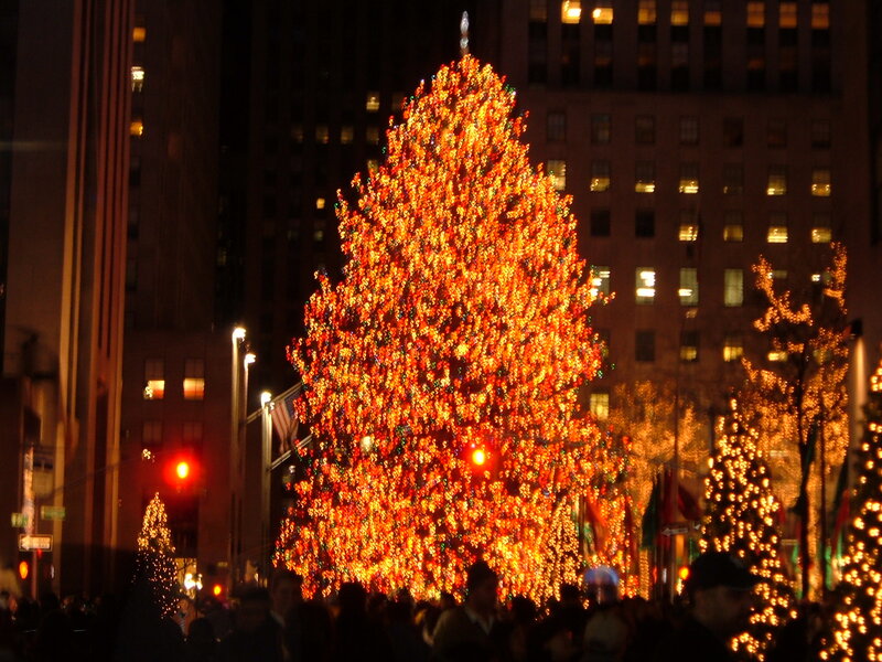 Large Decorated Christmas Tree — Orange
