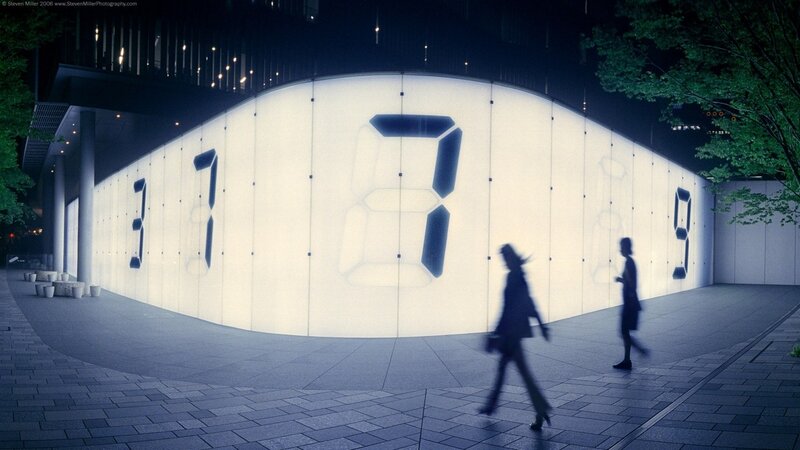 Large digital clock at night