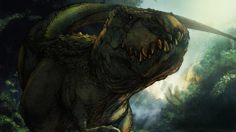 Large Dinosaur in Jungle — Green