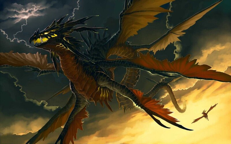 Large Dragon in Flight — Orange